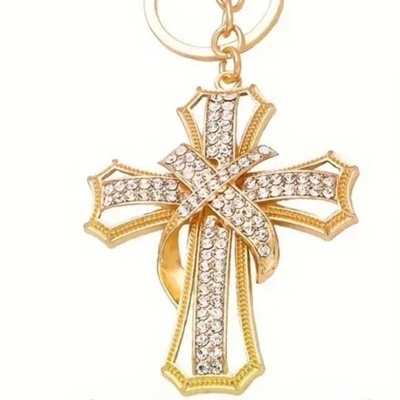 Cross Key Ring Chain, Bag Charm - Picture 4 of 8